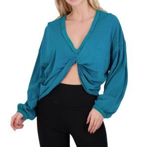 Free People Teal Long Sleeve Top